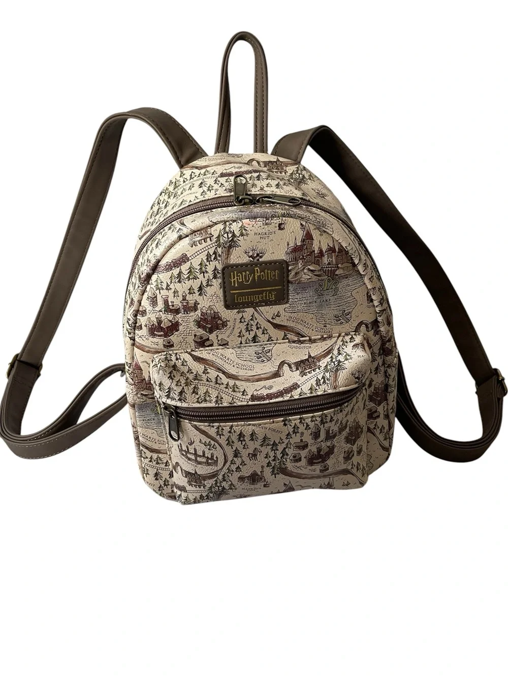 Harry Potter Loungefly Map Print Mini Backpack - Cream with Brown Trim